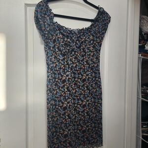 Forever 21 Black Floral Mini Off The Shoulder Dress